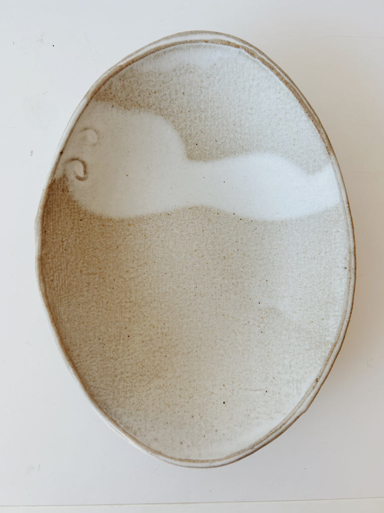 Colleen Hennessey - Oval Bowl, Matte White / Grey, D
