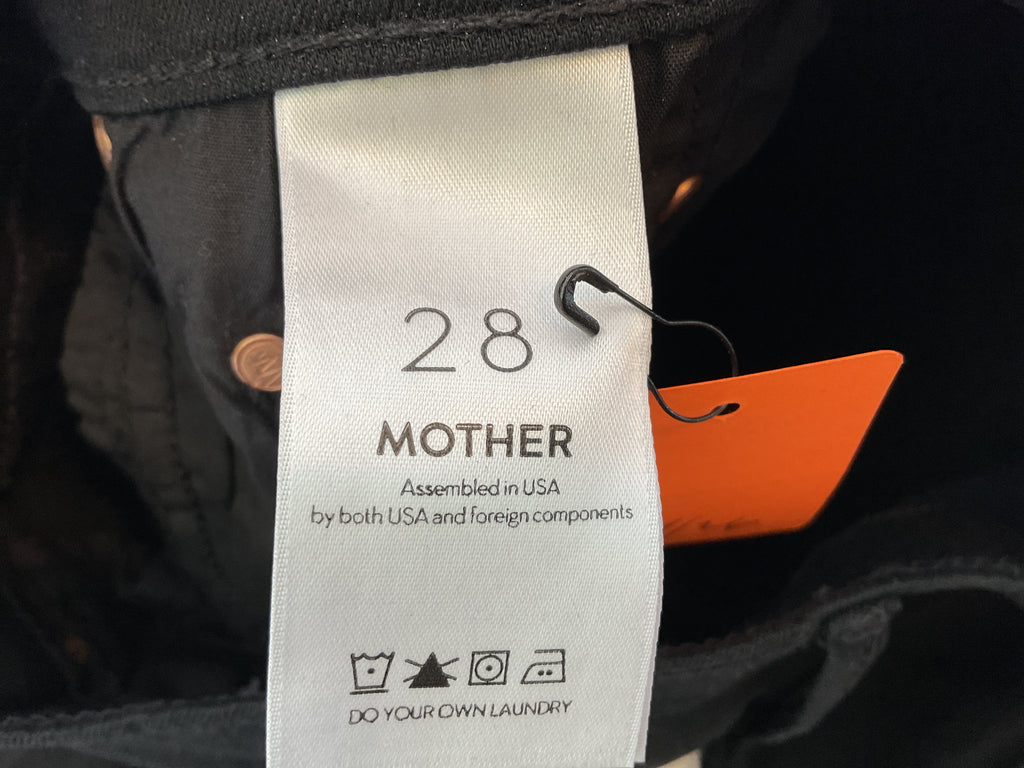 LOOP  -  Mother Jeans, Black with White Stripe (#75)