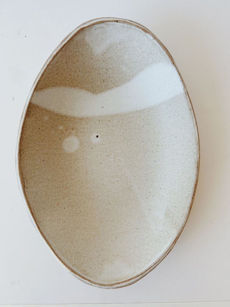 Colleen Hennessey - Oval Bowl, Matte White / Grey, F