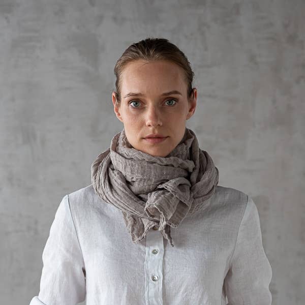 LinenMe - Linen Scarf Taupe Garza
