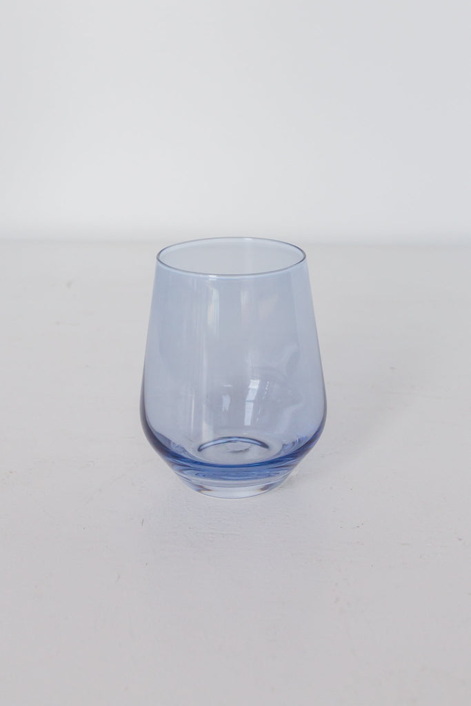 Estelle Colored Glass - Stemless Wine Glass, Cobalt Blue
